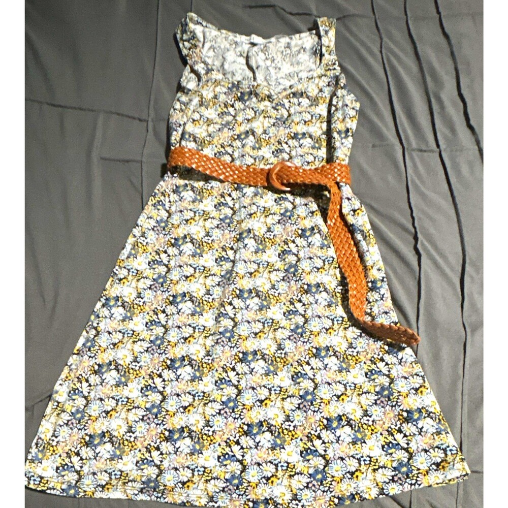 Wallflower Women’s Floral Sundress Scoop Neck Sleeveless Knee Length XS Belt